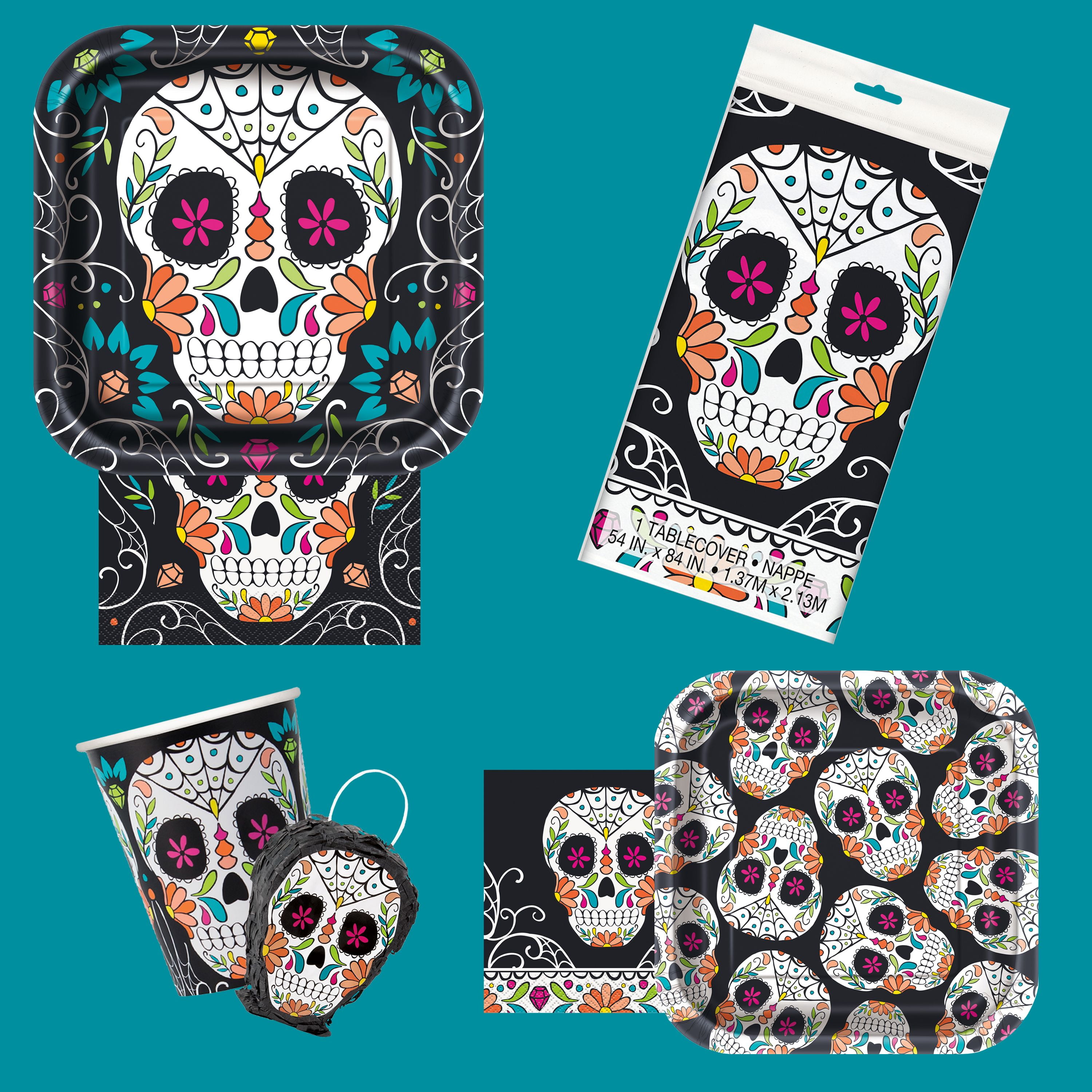 Skull Day Of The Dead Plastic Tablecloth 84 X 54 In 1ct Walmartcom