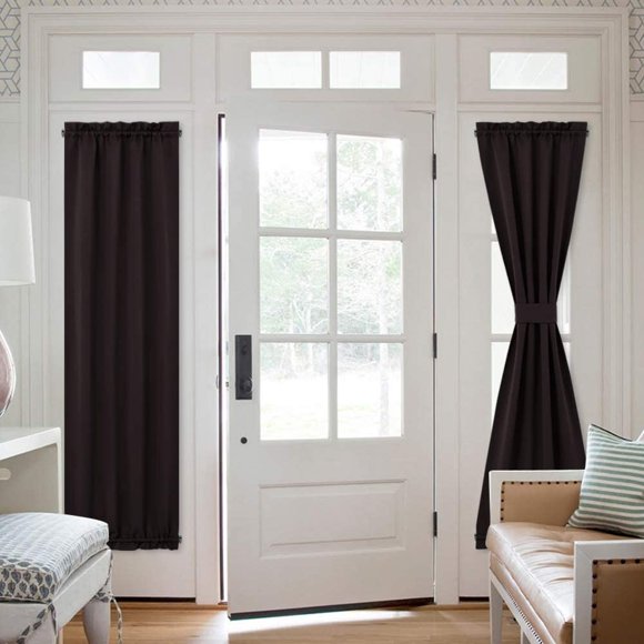 Blackout Front Door Curtain, Grey Curtains Thermal Insulated Sidelight French Door Privacy Panels for Window/Living Room/Sliding Door (25W by 72L inches, 1 Panel)