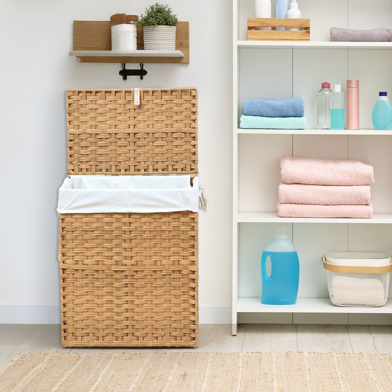 Gianna 90L Laundry Hamper with Lid, Laundry Basket with Removable Liner for Bathroom Bedroom