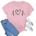 thumbnail image 4 of TYGHBN Women Casual Christmas Printing Shirts Round Neck Short Sleeve Tee Tops Tunic Blouse Casual Fit Top Medium Shirt Plain Tees for Women Workout Clothes Exercise Wear Womens Short Sleeve Loose, 4 of 4