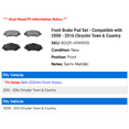 thumbnail image 2 of Front Brake Pad Set - Compatible with 2008 - 2016 Chrysler Town & Country 2009 2010 2011 2012 2013 2014 2015, 2 of 2