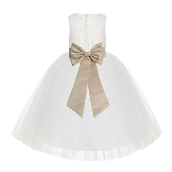 Ekidsbridal Ivory Floral Lace Flower Girl Dress Junior Bridesmaid Beauty Pageant Pretty Princess Gown LG7noFT M 2