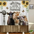 thumbnail image 3 of 4PCS Fashion Highland Cow Shower Curtain Sets with Rugs, Waterproof Fabric Grey Shower Curtain, Funny Quotes Bull Cattle Pink Floral Bag High Heels Perfume Bathtub Bubble Modern Bathroom Decor, 3 of 7