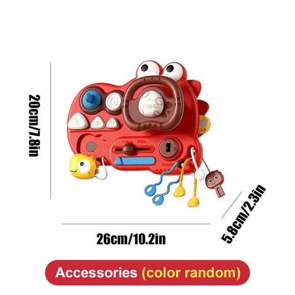 Dinosaur Steering Wheel Toy, Toddler Steering Wheel Driving Toy with Realistic Key, Educational Toys for Babies Tabletop, Stroller & Crib(Red)