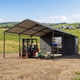 thumbnail image 3 of FOROUTIA 12x25ft Heavy-Duty Metal Carport with 12x5ft Storage Shed, Dark Gray All-Weather Garage Shelter for Car/Truck/Boat/Lawn Equipment, Outdoor Tool Storage & Patio Shelter, 3 of 7
