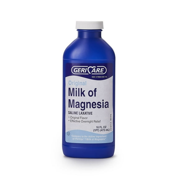 McKesson Milk of Magnesia Original Flavor Liquid Laxative for Constipation, 16 oz, 12 Count