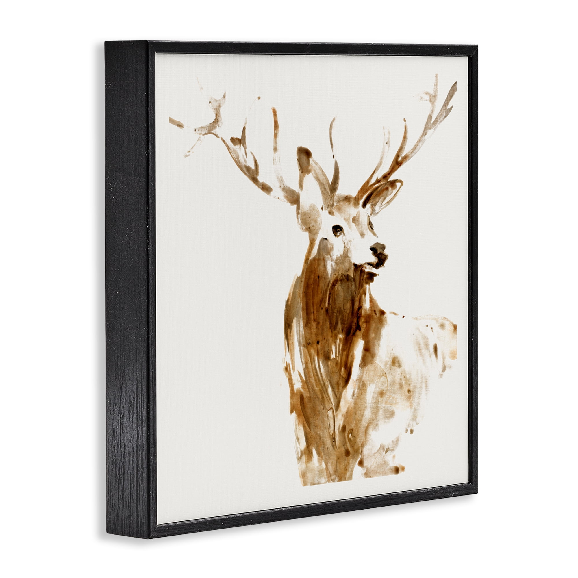 Stupell Industries Deer Portrait Head Shot Black Framed Giclee Art, design by Lorenzo Collective