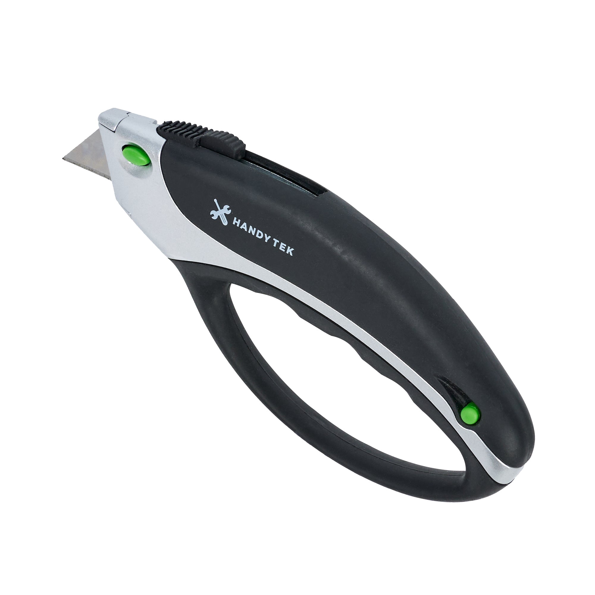Restaurantware-Handy Tek Quick Change Blade Razor Knives, 6 Retractable Carpet Cutters - Includes 24 Sharp Blades, 19mm Wide, Black Zinc Utility Knives, With 4-Position Locking, Soft Grip
