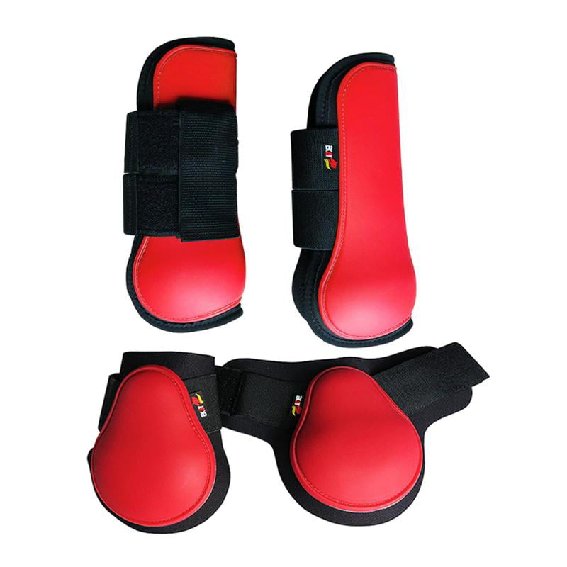 Set Of 4 Horse Jumping Leg Protection,FREE DEL RED BLING Tendon Fetlock Boots 