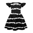 thumbnail image 2 of Abcomgle Summer Dress for Girls 7-8 Casual A-Line Flutter Sleeve Midi Dress Striped Crew Neck Swing Loose Sundresses for 4-14t Kids,Black, 2 of 4