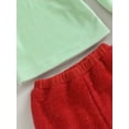 thumbnail image 6 of Infant Girls Christmas 3PCS Long Sleeve Heart Print Tops Solid Color Flared Pants Headband Sets, 6 of 8