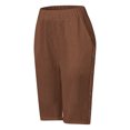 thumbnail image 7 of Lenpel Bermuda Shorts for Women Summer Casual Elastic High Waisted Side Button Cotton Linen Shorts Knee Length Shorts, 7 of 7
