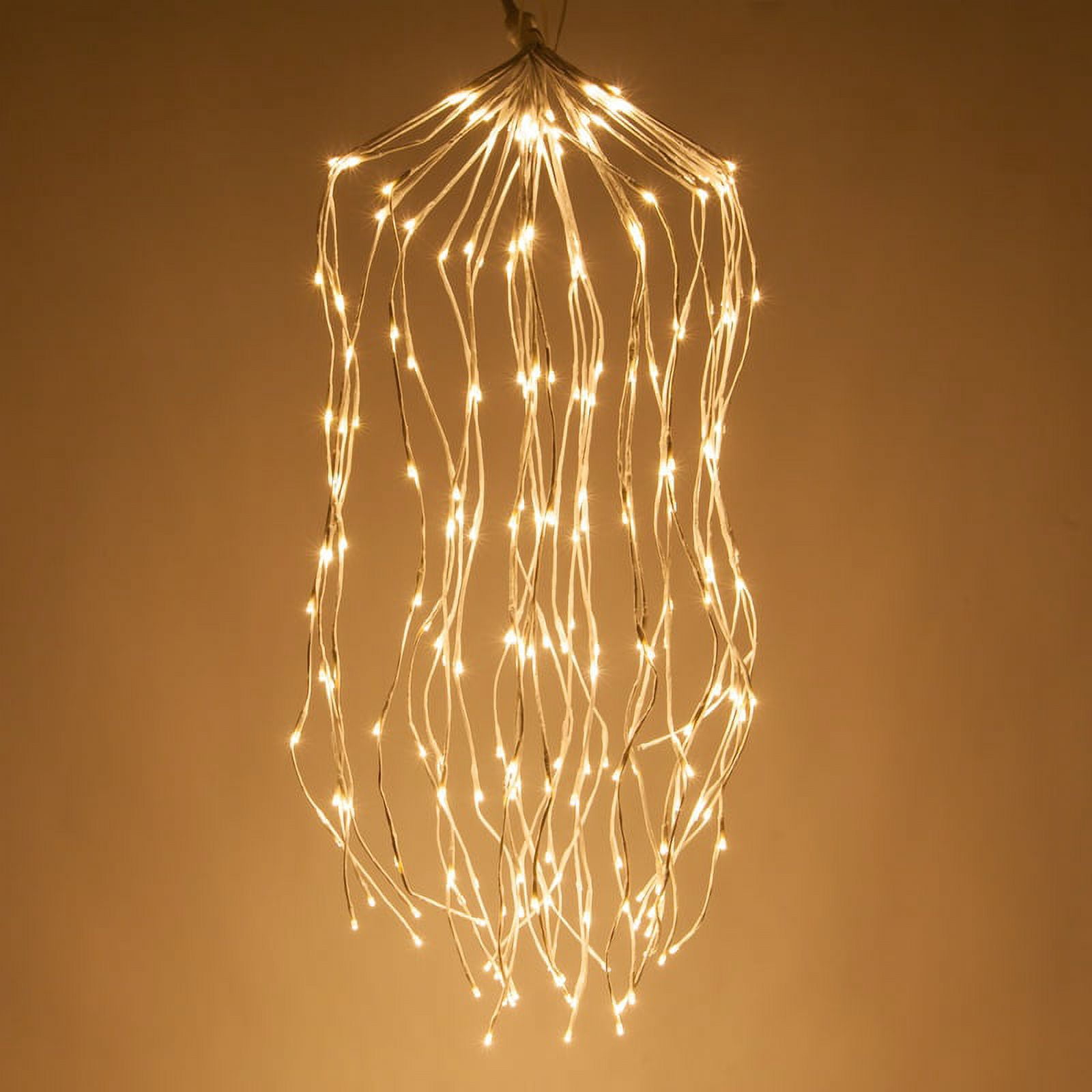 Wintergreen Lighting Falling Lighted Willow Branches, White Branches, 48in, Warm White LEDs, Steady Lights, Shapeable, Plug-In