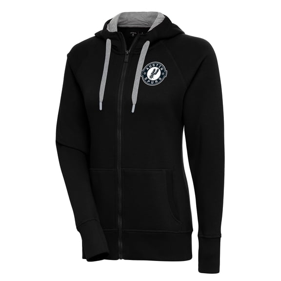 Women's Antigua Black Austin Spurs Victory Full-Zip Hoodie