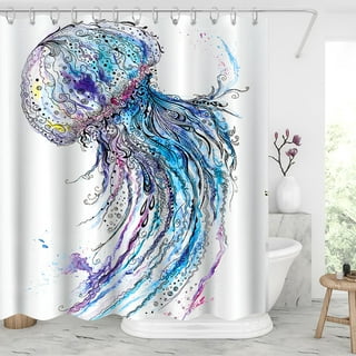  RDRUVA Jellyfish Shower Curtain Sea Creatures Funny Bathroom  Curtains Coral Watercress Watercolor Underwater Sea Creatures Bathroom Decor  Polyester Fabric Curtains Set with Hooks 36 x 70 in : Home & Kitchen