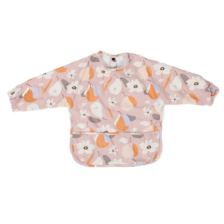 

(2Pack) Waterproof Sleeved Bib Mess Proof Full Long Sleeve Soft PU for 612 Months Toddler Baby Fruit Printing S Pear Flower