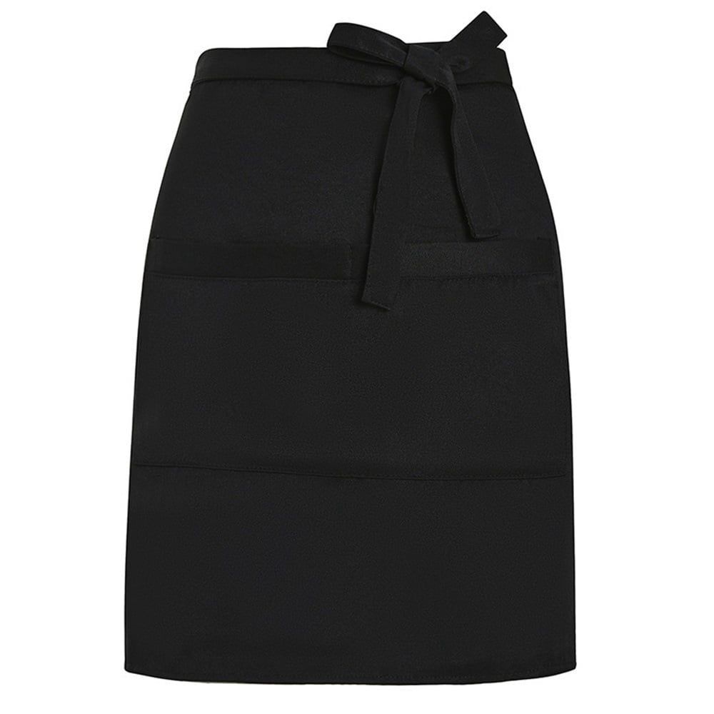 5 Pack Half Bistro Aprons with 2 Pockets Unisex Black Server Apron with Extra Long Front Waist Ties for Men Women