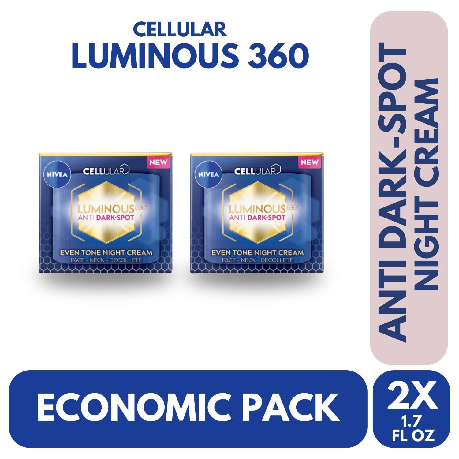 Nivea Luminous 630 Anti Dark Spot Night Cream  50ml / 1.7 fl oz - 2 Pack