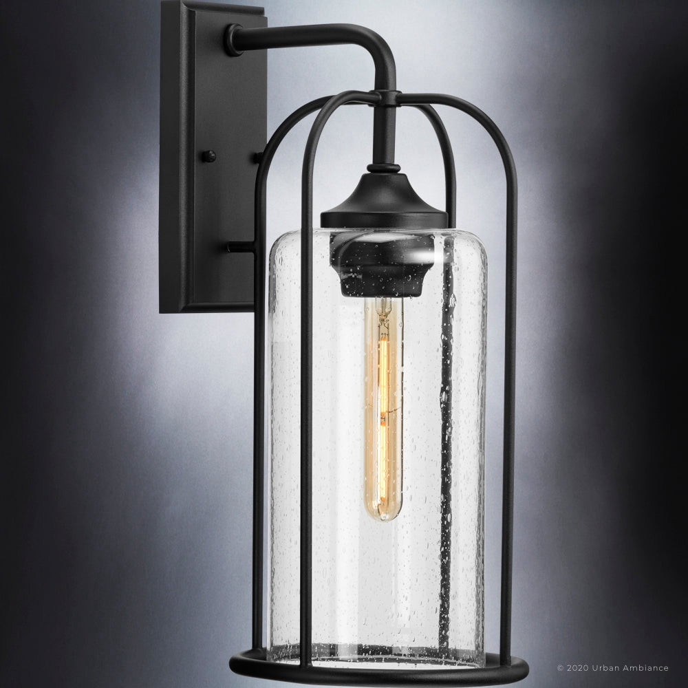 Luxury Farmhouse Wall Sconce, 19.375H x 8.5W, with Industrial Luxe Style, Midnight Black, UHP1302 by Urban Ambiance