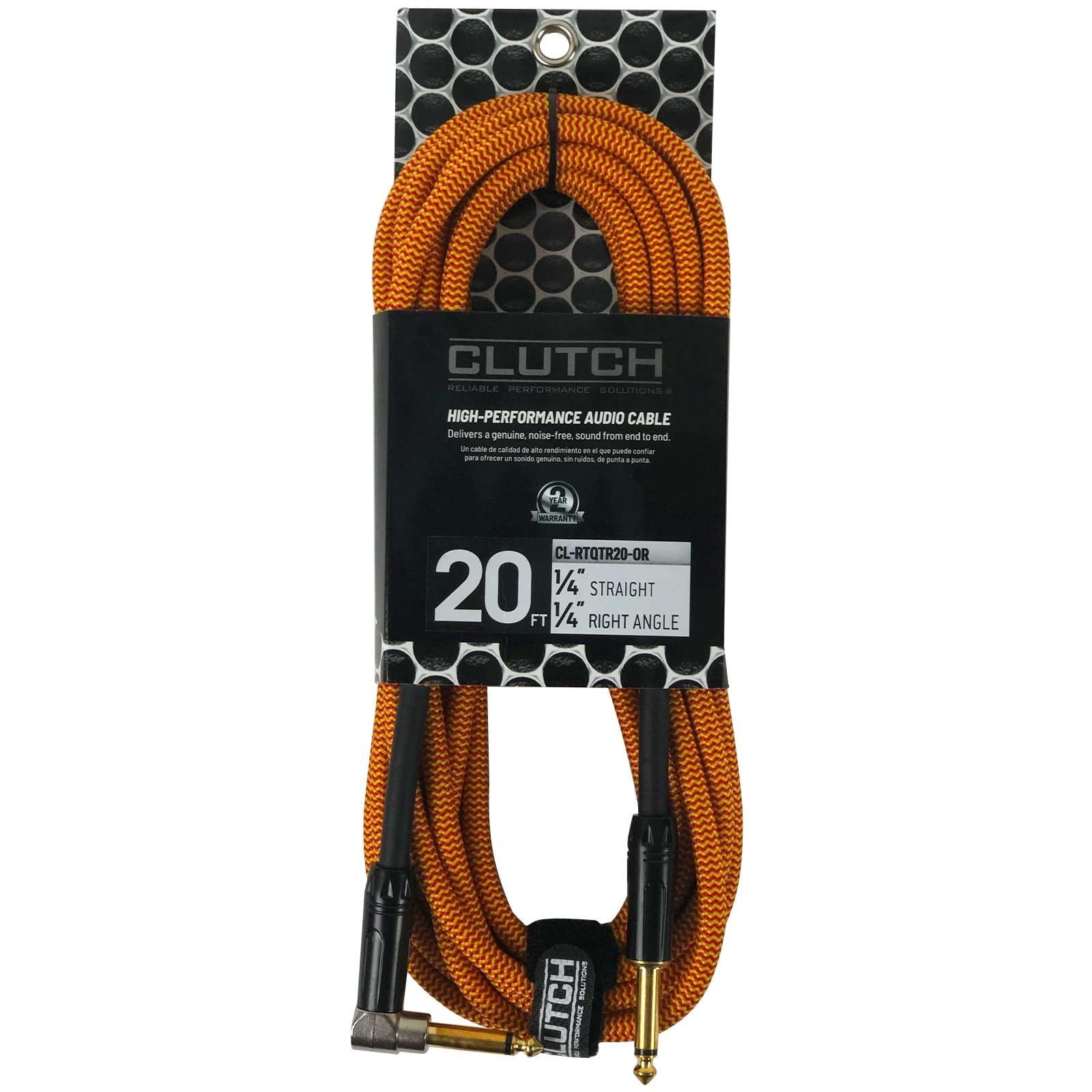 (8) Clutch 20 foot Right Angle 1/4" TS to straight 1/4" TS Instrument Cables with Carry Case Package