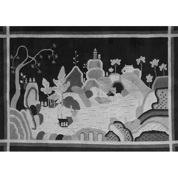 Ahgly Company Indoor Rectangle Oriental Gray Asian Inspired Area Rugs, 3' x 5'