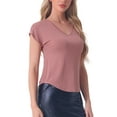 thumbnail image 4 of INSPIRE CHIC Women's Sleep T-Shirt V-Neck Pajamas Top for Nightwear Loungewear L Pink, 4 of 6