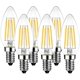 thumbnail image 1 of Bombillas de vela de filamento LED E14, equivalente a 6 W a bombilla halógena de 60 W, 806 lm, 2700 K, blanco cálido, bombilla retro vintage, no regulable, paquete de 6 oso de fresa Electrónica, 1 of 5