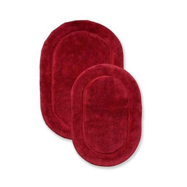 Superior BATHRUG-OV2PC-BG Cotton Oval Bath Rug Set - Burgundy, 2 Pieces