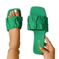 thumbnail image 2 of Women's Pleated Square Toe Slide Sandals, Trendy Wedding & Summer Flat Sandals, 2 of 7