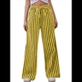 thumbnail image 3 of Pantalones de Rayas con Cordón para Mujer, Holgados, de Pierna , Informales, de Cintura Baja, Cómodos y con Bolsillos Amarillo L, 3 of 7