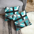 thumbnail image 5 of Set of 2 Throw Pillow Cover Turquoise Black Stripes Grey White Design Retro Teal Decorative Pillow Case Striped Home Decor Square 20x20 Inch Cushion Pillowcase, 5 of 6