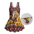 thumbnail image 6 of Uourmeti Girls' One Piece Skirted Swim Dress - Southwestern Horse & Sunflower Print | Quick Dry, Stretchy Beach Swimwear for Summer Vacations & Pool Days, 6 of 8