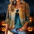 thumbnail image 2 of 3/4 Sleeve Fall T-Shirt for Women Halloween Pumpkin Costume Ghost Fall Tees Top Halloween Pumpkin T-Shirts, 2 of 6