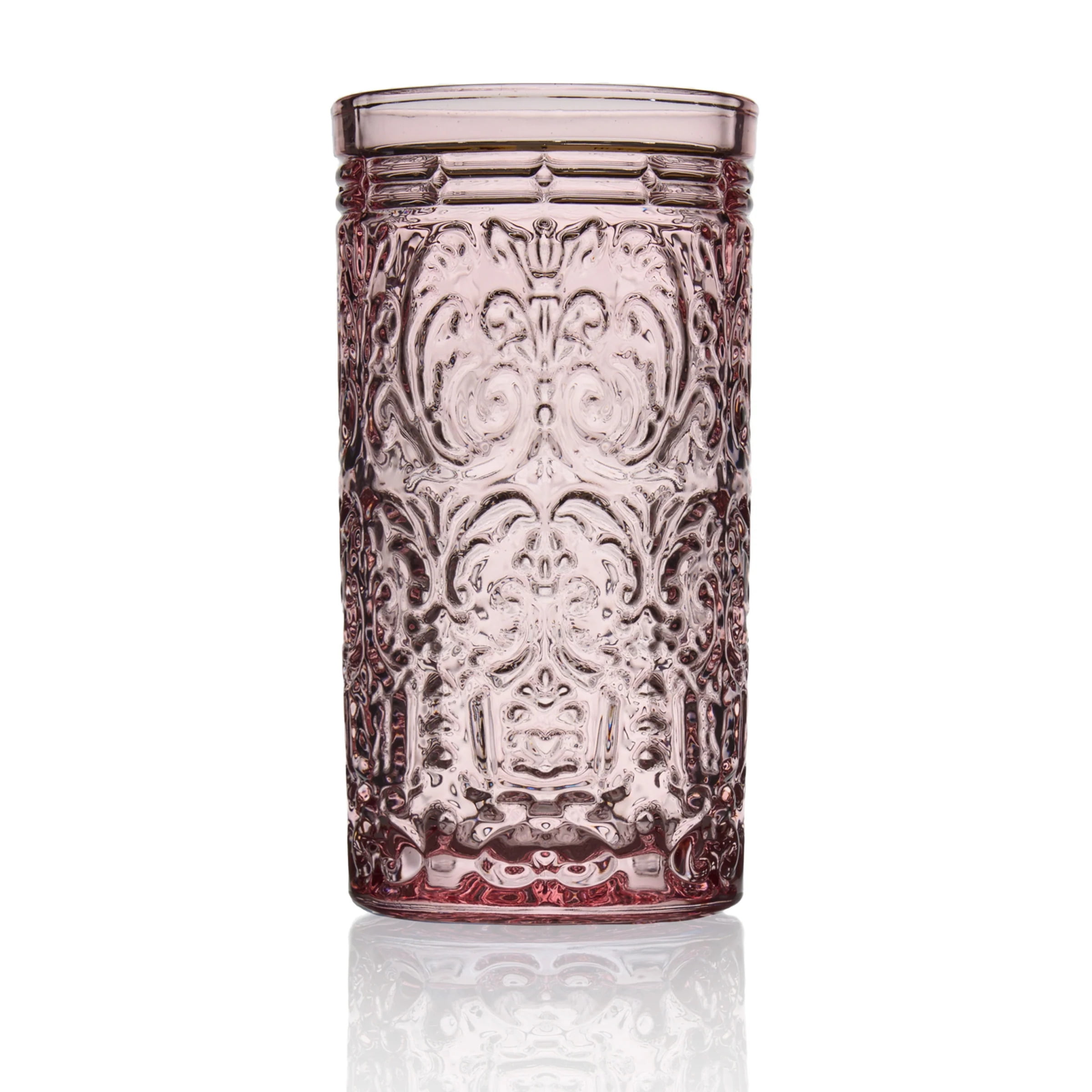 Designer Acrylic Paisley Pink Drinking Glasses Hi Ball Set of 4 (17oz) –  Fashions for Home
