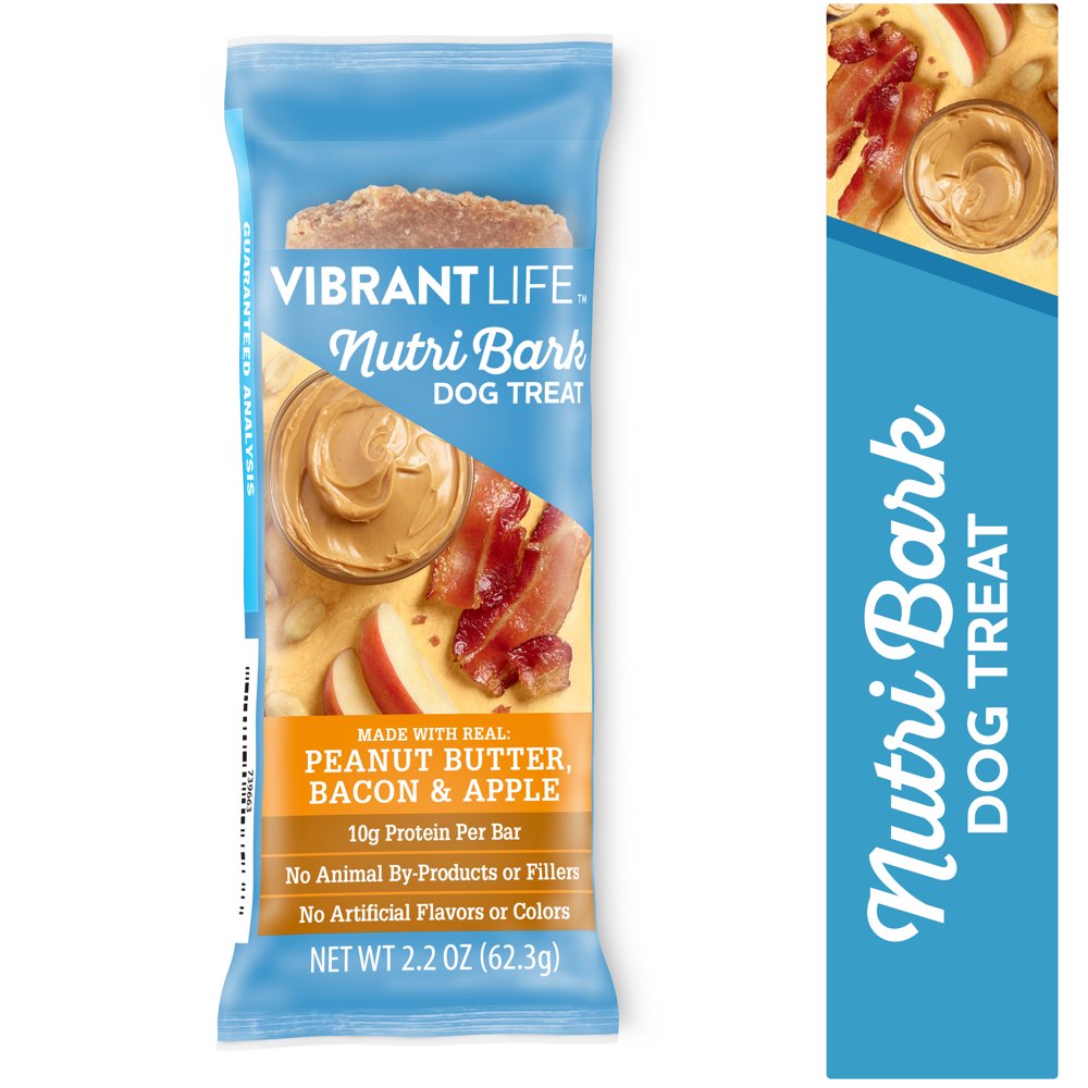 Vibrant Life Specialty NutriBark Dog Treat Bar, Peanut Butter Bacon Apple Flavor, 2.2 oz