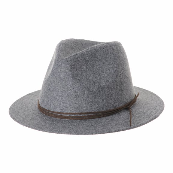 WITHMOONS Wool Felt Fedora Panama Hat Faux Leather Band Wide Brim SL6528 (Grey)