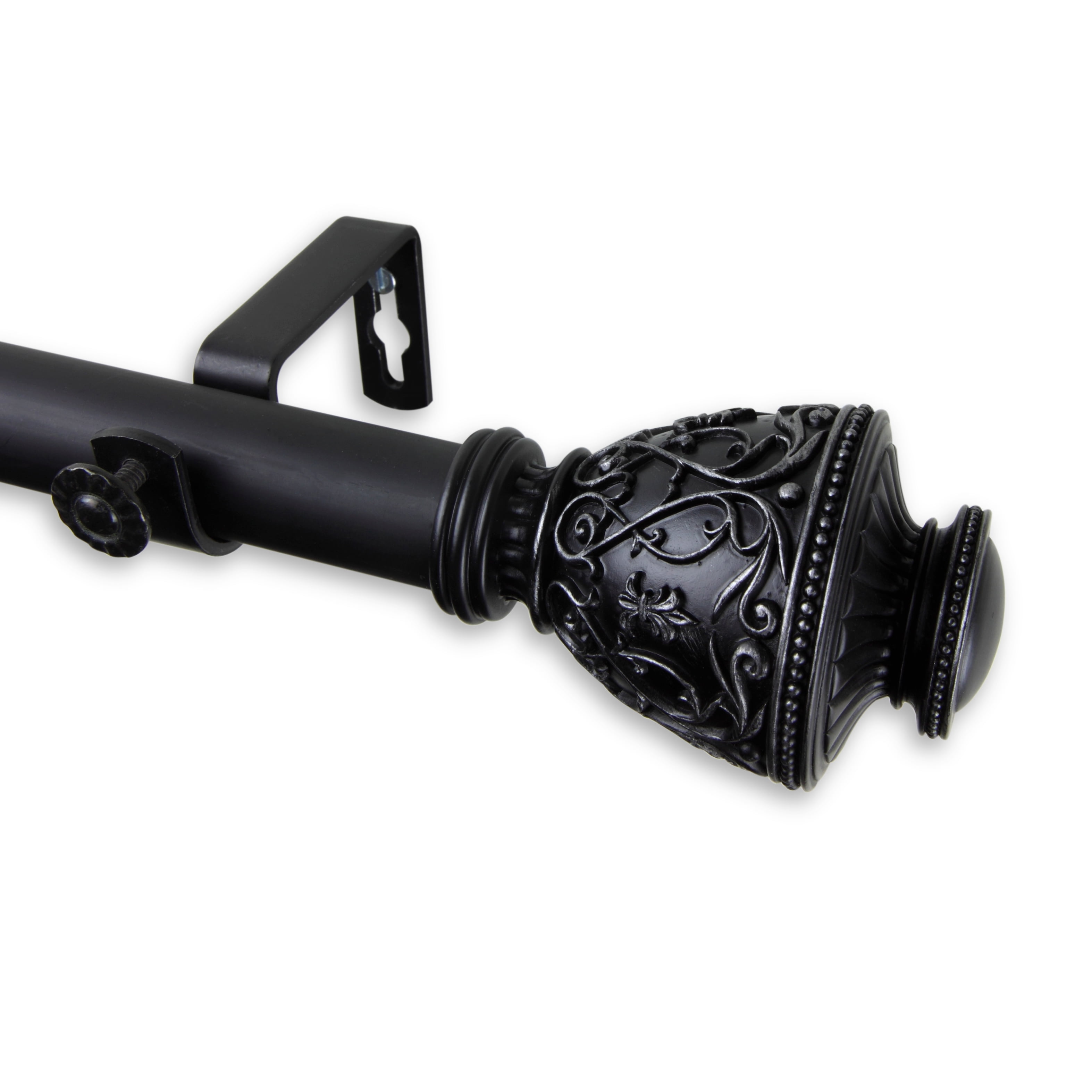 1" Dia Adjustable Savia Double Curtain Rod 160-240 inch Black