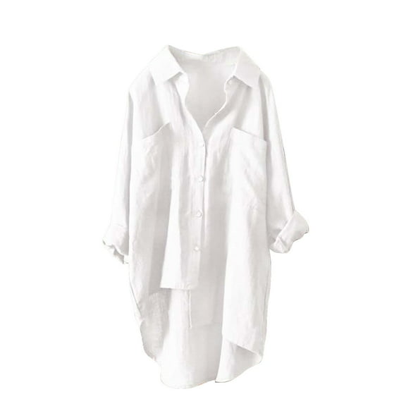 Womens Long Sleeve Shirt Women's Tops Women Fashion Solid Casual Double Pocket Button Down Shirt With Comfortable Top