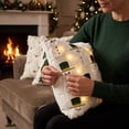 thumbnail image 3 of Embroidered Christmas Pillow Cover 18x18, Detailed Needlework Holiday Throw Cushion Case for Sofa, Couch & Living Room Decor, 3 of 8