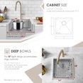 thumbnail image 4 of Stylish Undermount 19" Stainless Steel Single Bowl Kitchen Sink with Grid & Strainer S-308XG, 4 of 11