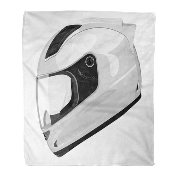 ASHLEIGH Semtomn Decorative Throw Blanket 50x60 Inches Race White Motorcycle Helmet on Motor Side Adventure Bicycle Warm Flannel Soft Blanket for Couch Sofa Bed