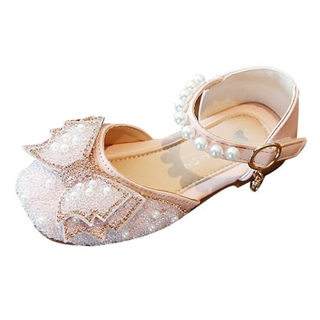 

Kureaily Girls Baby Sandals Crystal Bowknot Dancing ShoesPrincess Shoes Infant Pearl Bling Shoes Single Kids Shoes 5-5.5 Years