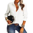 thumbnail image 1 of Blusa elegante para mujer, camisas con cuello en V, blusas casuales de manga larga con botones, camisa holgada de manga larga, blusas lisas, 1 of 4