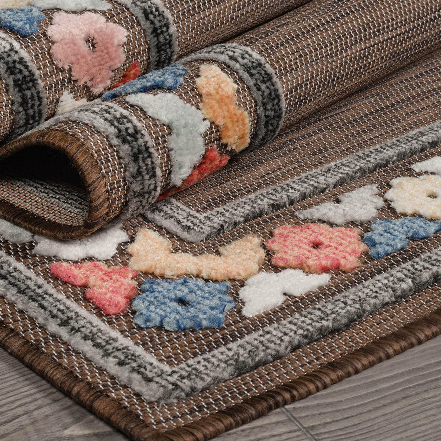 Beverly Rug Outdoor / Indoor Area Rugs Patio Porch Garden Carpet Bordered/Brown 5x7