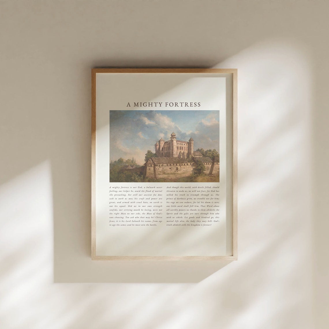 A Mighty Fortress Hymn Wall Art Print Vintage Christian Decor