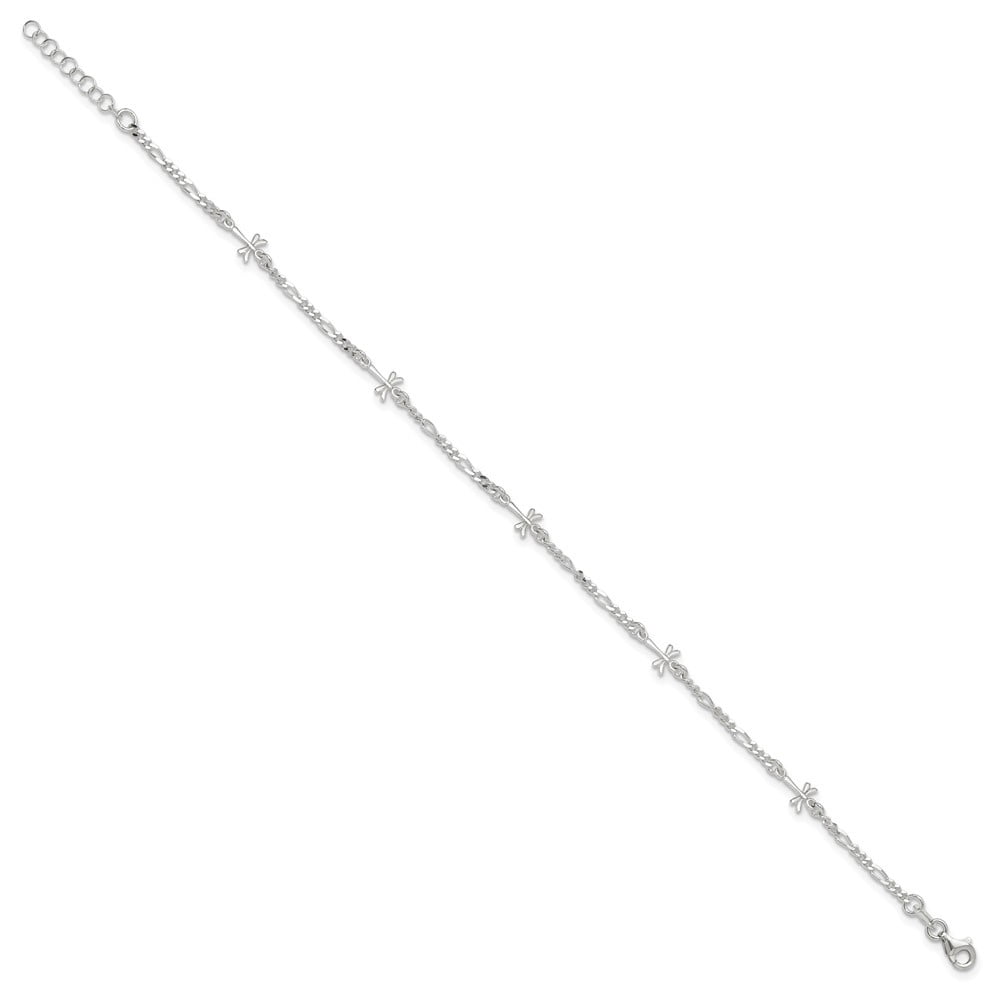 Auriga Fine Jewelry 925 Sterling Silver Dragonfly Anklet 9inch for Women
