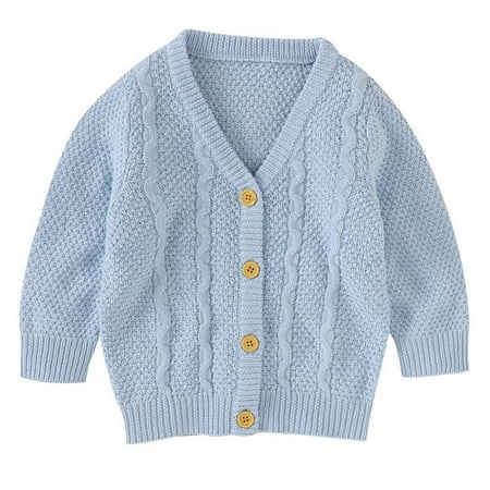 

Infant Baby Boy Girl Long Sleeve Knitted Sweater Button Cardigan Coat Twist Knitwear Jacket Winter Warm Clothes