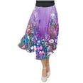 thumbnail image 4 of SMihono Boho Maxi Skirt for Women Floral Print Elastic Waist Swing Skirts Summer Comfy Breathable Flowy Beach Skirts Purple 14, 4 of 7