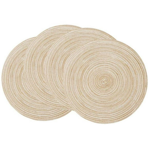 Injueey Paquete de 4 manteles individuales redondos de protección del medio ambiente, almohadilla aislante para alimentos, tapete de Simple, Mostrada Injueey HA021311-00