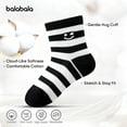 thumbnail image 4 of Balabala Boys Lightweight Crew Socks, Breathable Cotton Blend, Soft Striped Casual School Socks, 5-Pack, 4 of 6